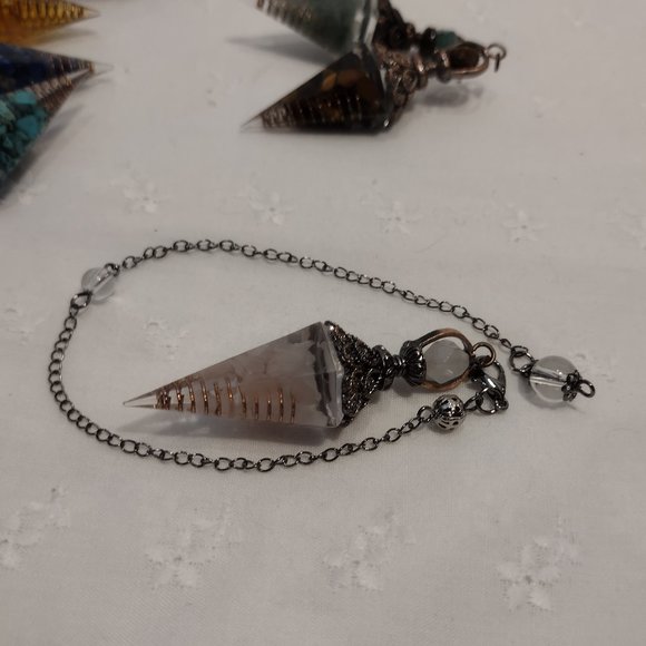 Rose Quartz Chip Crystal Pendulum - Picture 3 of 6